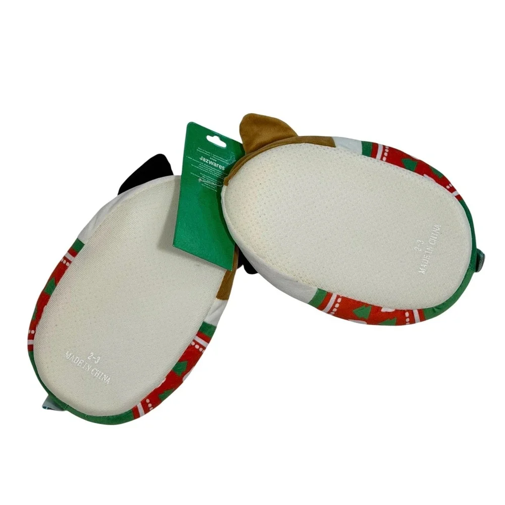 Squishmallows Cam the Cat Holiday Sweater Plush Slippers Kids Size 2/3 New